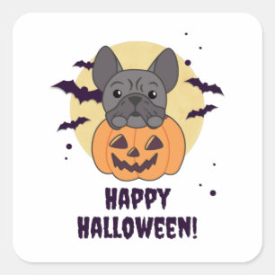 French Bulldog Pumpkin Sweet Dogs Happy Halloween Vierkante Sticker