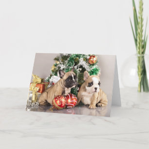 French bulldog puppy and Christmas gifts Feestdagen Kaart