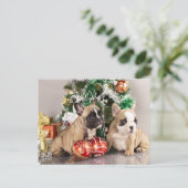 French bulldog puppy and Christmas gifts Feestdagenkaart (Staand voorkant)