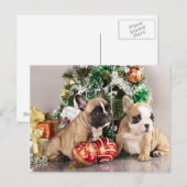 French bulldog puppy and Christmas gifts Feestdagenkaart (Voorkant / Achterkant)