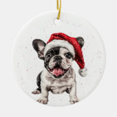 French Bulldog Puppy Dog Christmas Personalized Keramisch Ornament (Voorkant)