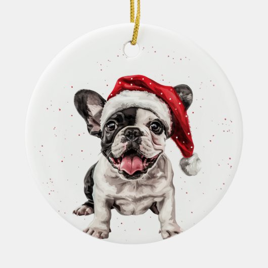 French Bulldog Puppy Dog Christmas Personalized Keramisch Ornament (Voorkant)