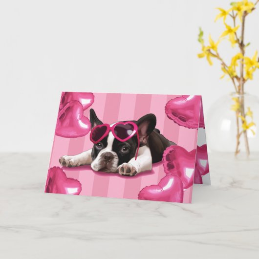 French Bulldog Puppy Kaart (Gele Bloem)