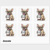 French Bulldog Pupresso Vibes Vierkante Sticker (Vel)