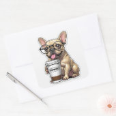 French Bulldog Pupresso Vibes Vierkante Sticker (Envelop)