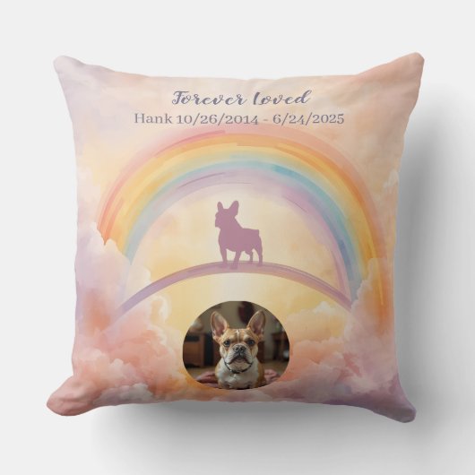 French Bulldog Rainbow Bridge Memorial Throw Kussen (Voorkant)