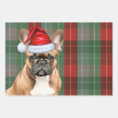 French Bulldog Red Green Holiday Plaid Christmas Inpakpapier Vel (Voorkant 3)