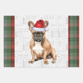 French Bulldog Red Green Holiday Plaid Christmas Inpakpapier Vel (Voorkant)