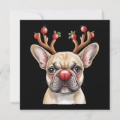 French Bulldog Reindeer Dog Lover Christmas Xmas Kaart (Voorkant)