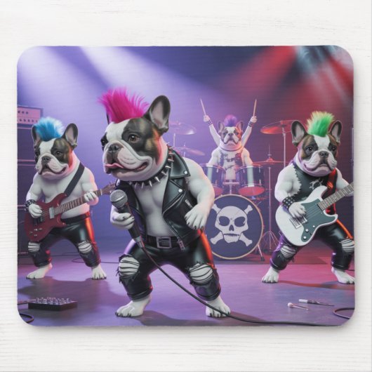French Bulldog Rockers Mousepad Muismat (Voorkant)