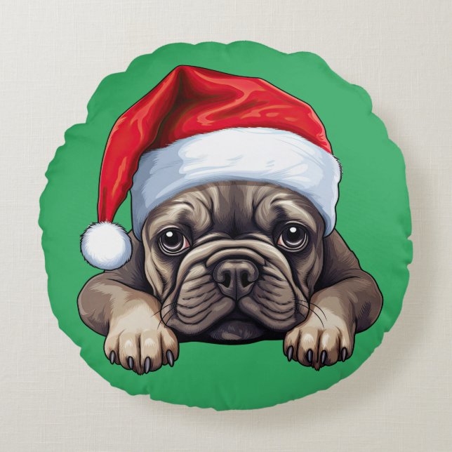 French Bulldog Rond Kussen (Voorkant)