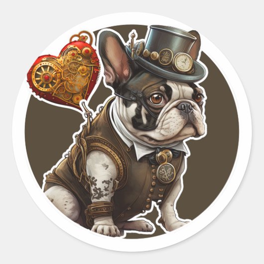 French Bulldog Ronde Sticker (Voorkant)