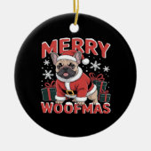 French Bulldog Santa Claus Hat Merry Christmas Dog Keramisch Ornament (Voorkant)