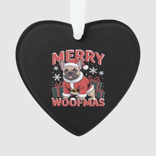 French Bulldog Santa Claus Hat Merry Christmas Dog Ornament (voorkant)