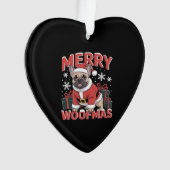 French Bulldog Santa Claus Hat Merry Christmas Dog Ornament (voorkant)