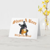 French Bulldog Shares A Beer Kaart (Gele Bloem)