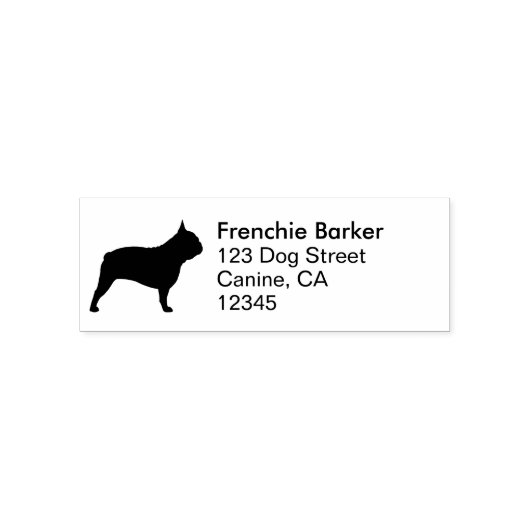 French Bulldog Silhouette retouradres Zelfinktende Stempel (Design)