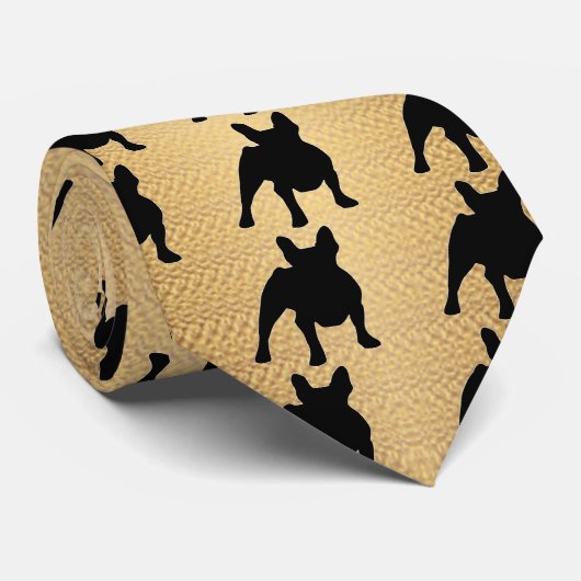 French Bulldog Silhouette Stropdas (Opgerold)