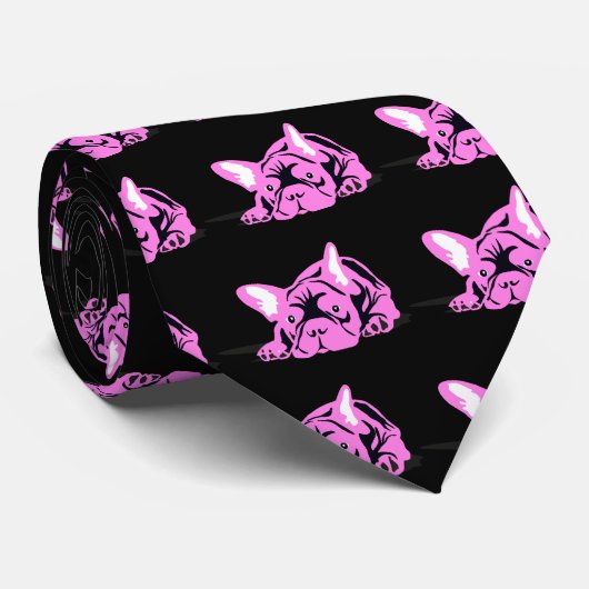 French Bulldog Silhouette Stropdas (Opgerold)