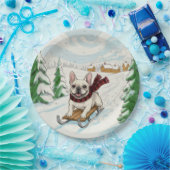 French Bulldog Sledding, Paper Plates Papieren Bordje (Feest)