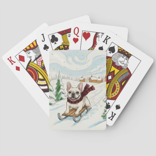 French Bulldog Sledding, Playing Cards Pokerkaarten (Achterkant)