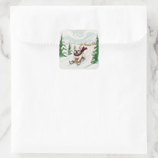 French Bulldog Sledding, Stickers (Tas)