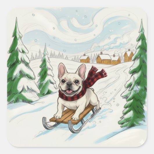 French Bulldog Sledding, Stickers (Voorkant)