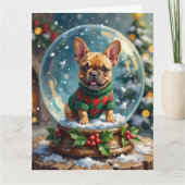 French Bulldog Snow Globe Christmas Sweater Kaart (Voorkant)