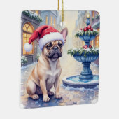 French Bulldog Snowy Town Fountain Santa Christmas Keramisch Ornament (Rechts)