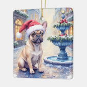 French Bulldog Snowy Town Fountain Santa Christmas Keramisch Ornament (Links)