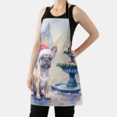 French Bulldog Snowy Town Fountain Santa Christmas Schort (Insitu)