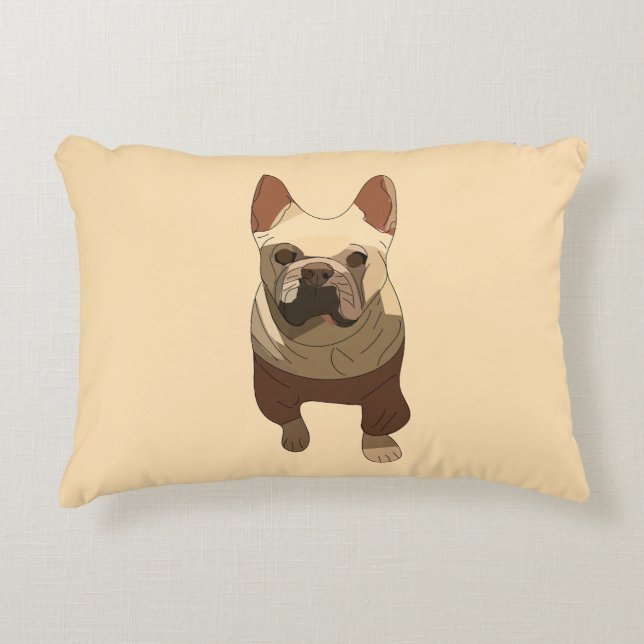 French Bulldog, Soft Peach Accent Kussen (Voorkant)