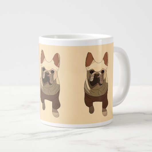 French Bulldog, Soft Peach Grote Koffiekop (Voorkant rechts)