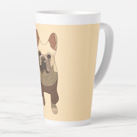 French Bulldog, Soft Peach Latte Mok (Rechterhoek)