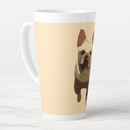 French Bulldog, Soft Peach Latte Mok (Linkerhoek)