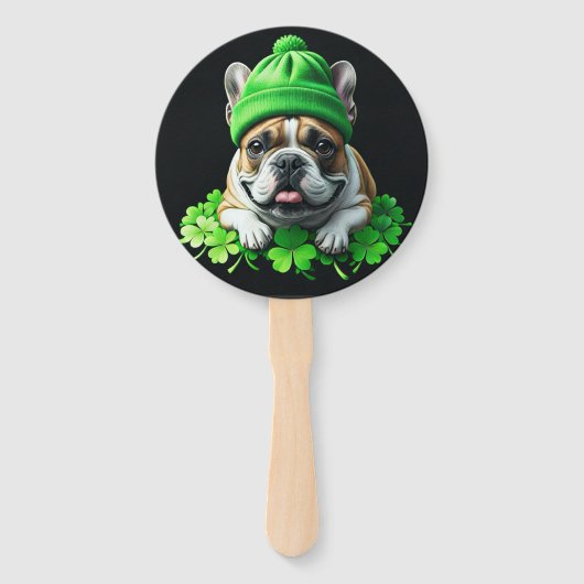 French Bulldog St. Patrick's Day Kleeblatt Glück Handwaaier (Voorkant)