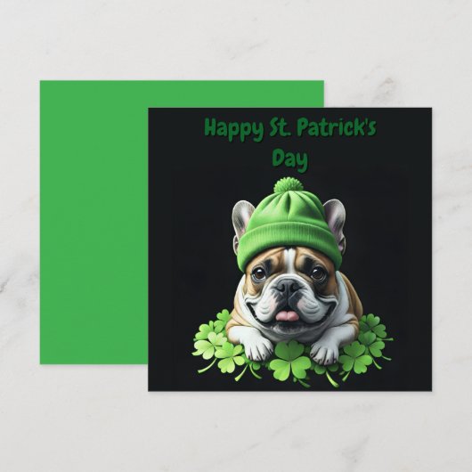 French Bulldog St. Patrick's Day Kleeblatt Glück Kaart (Voorkant / Achterkant)