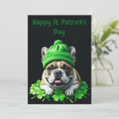 French Bulldog St. Patrick's Day Kleeblatt Glück Save The Date (Staand voorkant)