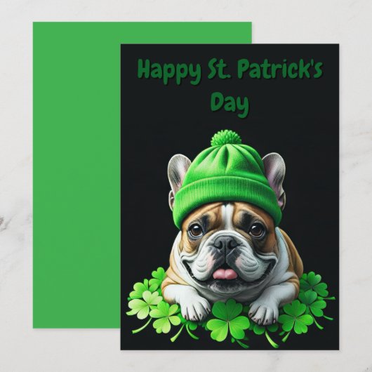 French Bulldog St. Patrick's Day Kleeblatt Glück Save The Date (Voorkant / Achterkant)