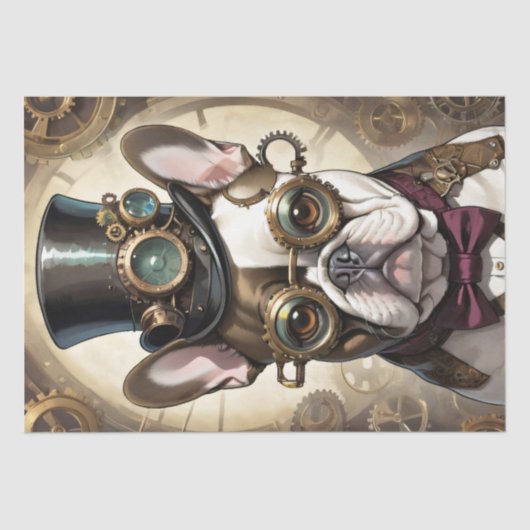 French Bulldog steampunk Puppy v3 Tissuepapier (Voorkant)