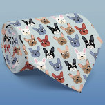 French Bulldog Stropdas<br><div class="desc">Een leuk klein Frans Bulldog- of Frenchie-patroon op een eendeneiblauwe achtergrond. Geweldig voor alle hondenliefhebbers, dierenartsen, dierenartsen en dierenartsen. Originele kunst van Nic Squirrell.</div>