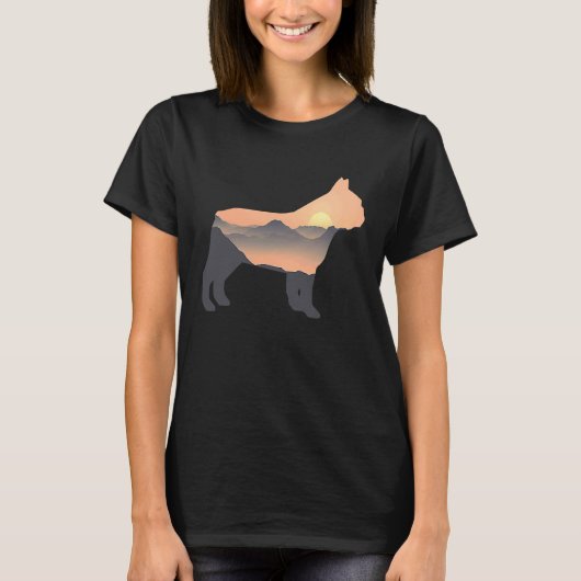 french bulldog Sun Mountain Silhouette french bull T-shirt (Voorkant)