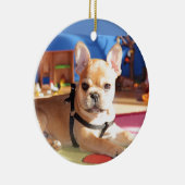 French Bulldog süßer Welpe Keramisch Ornament (Rechts)
