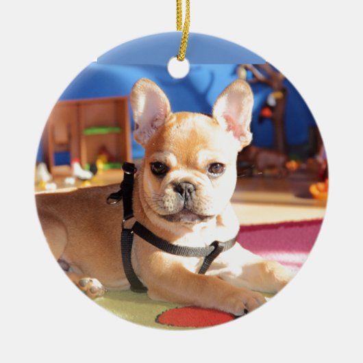 French Bulldog süßer Welpe Keramisch Ornament (Voorkant)