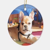 French Bulldog süßer Welpe Keramisch Ornament (Links)