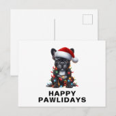 French Bulldog Tangled in Christmas Lights Funny Feestdagenkaart (Voorkant / Achterkant)