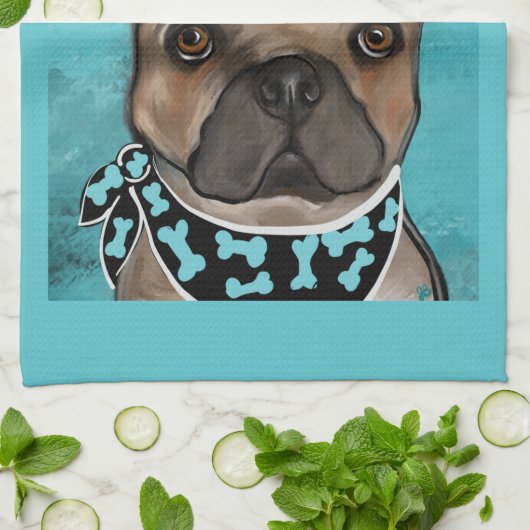 FRENCH BULLDOG THEEDOEK (Gevouwen)