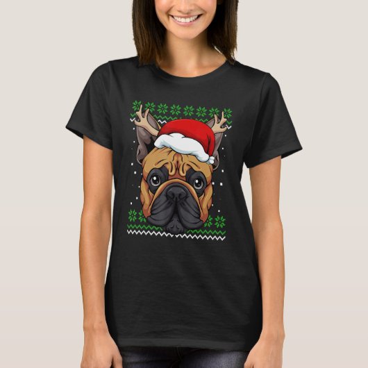 French Bulldog Ugly Christmas Pajama Cute Dog Antl T-shirt (Voorkant)