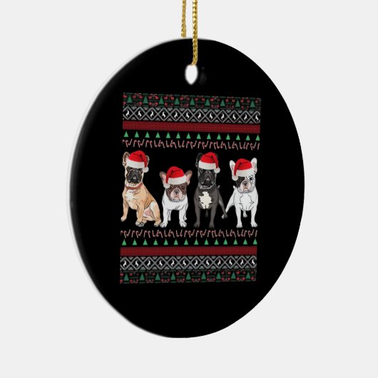 French Bulldog Ugly Christmas Sweater Essential T- Keramisch Ornament (Rechts)