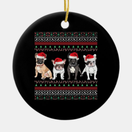 French Bulldog Ugly Christmas Sweater Essential T- Keramisch Ornament (Voorkant)